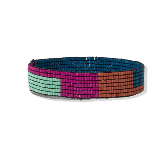 Peacock Crimson Mint Colorblock Stretch Bracelet