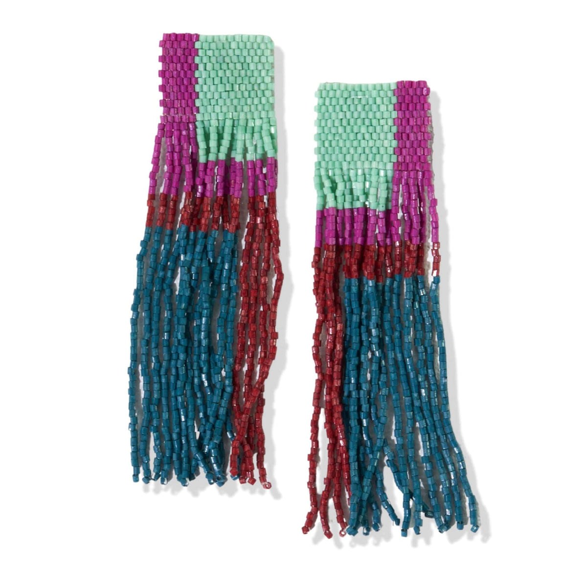 Peacock Crimson Mint Colorblock Stretch Bracelet