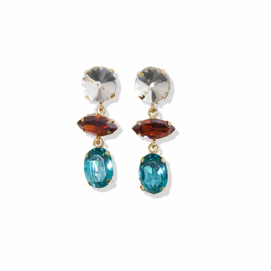 Crystal Turquoise Tier Earrings