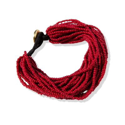 Red Multi Layer Seed Bead Bracelet