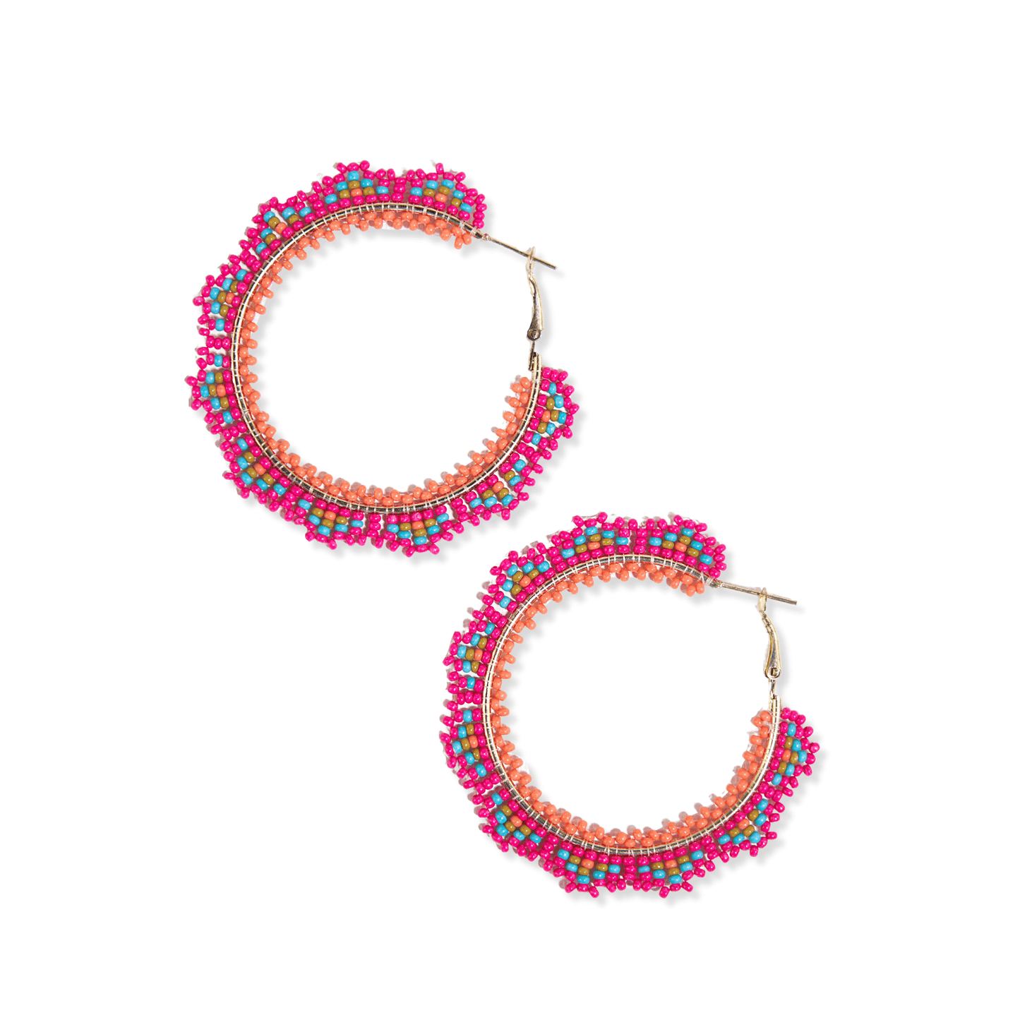 Hot Pink Crochet Beaded Earrings