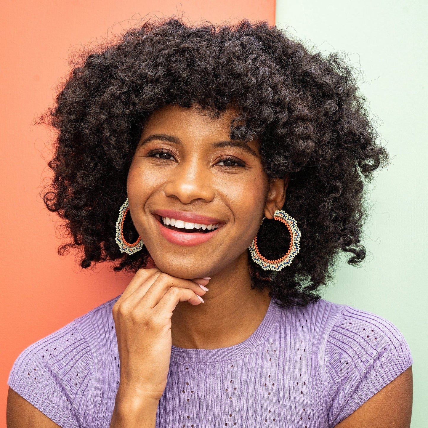 Mint Crochet Hoop Earrings