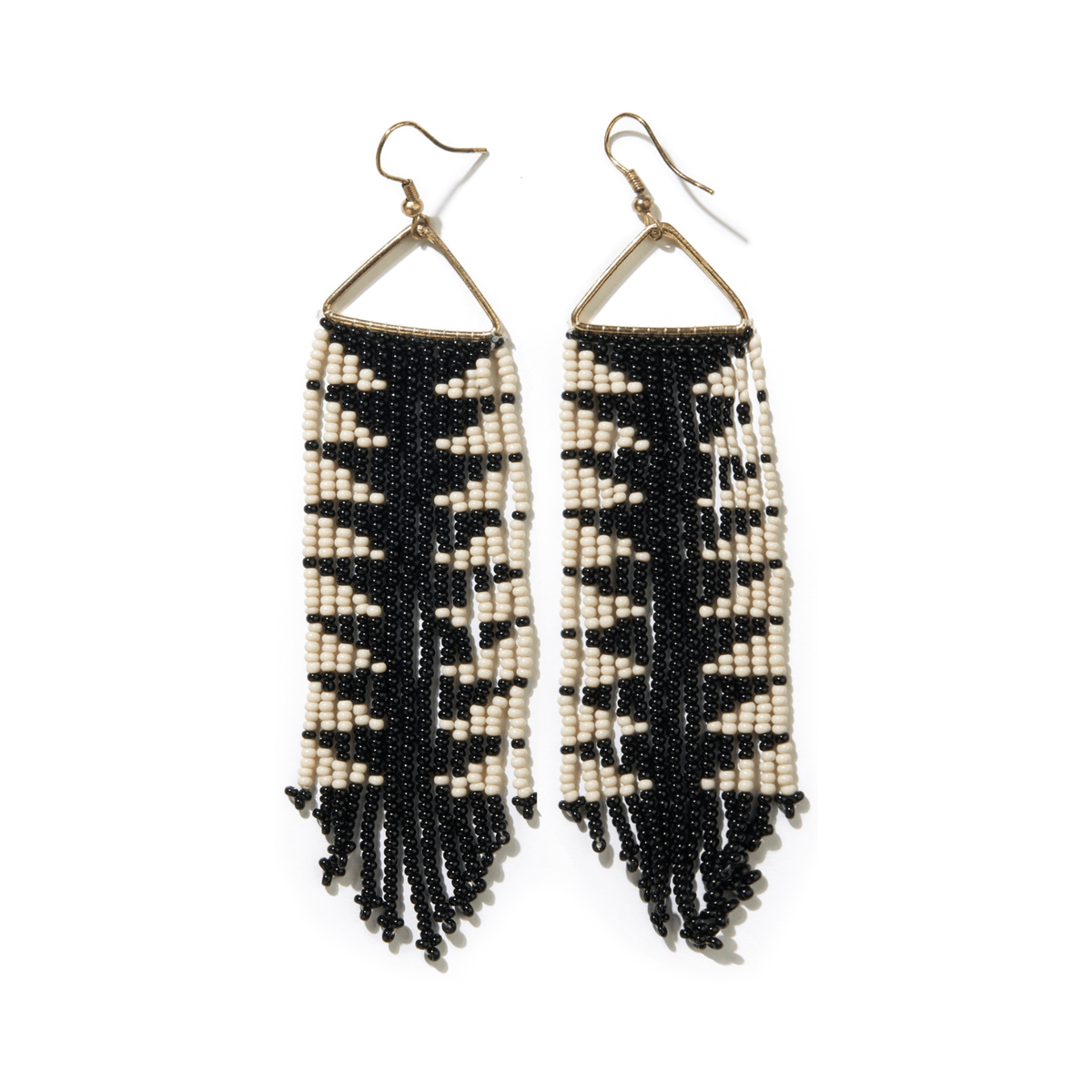 Black Ivory Arrow Fringe Earrings