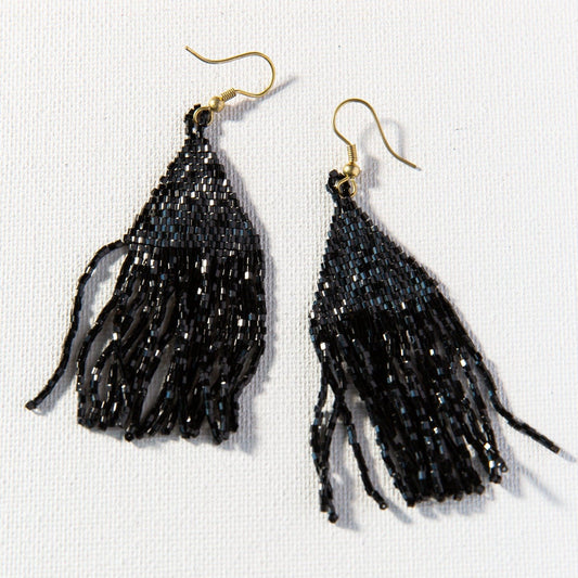 Black Luxe Fringe Earring