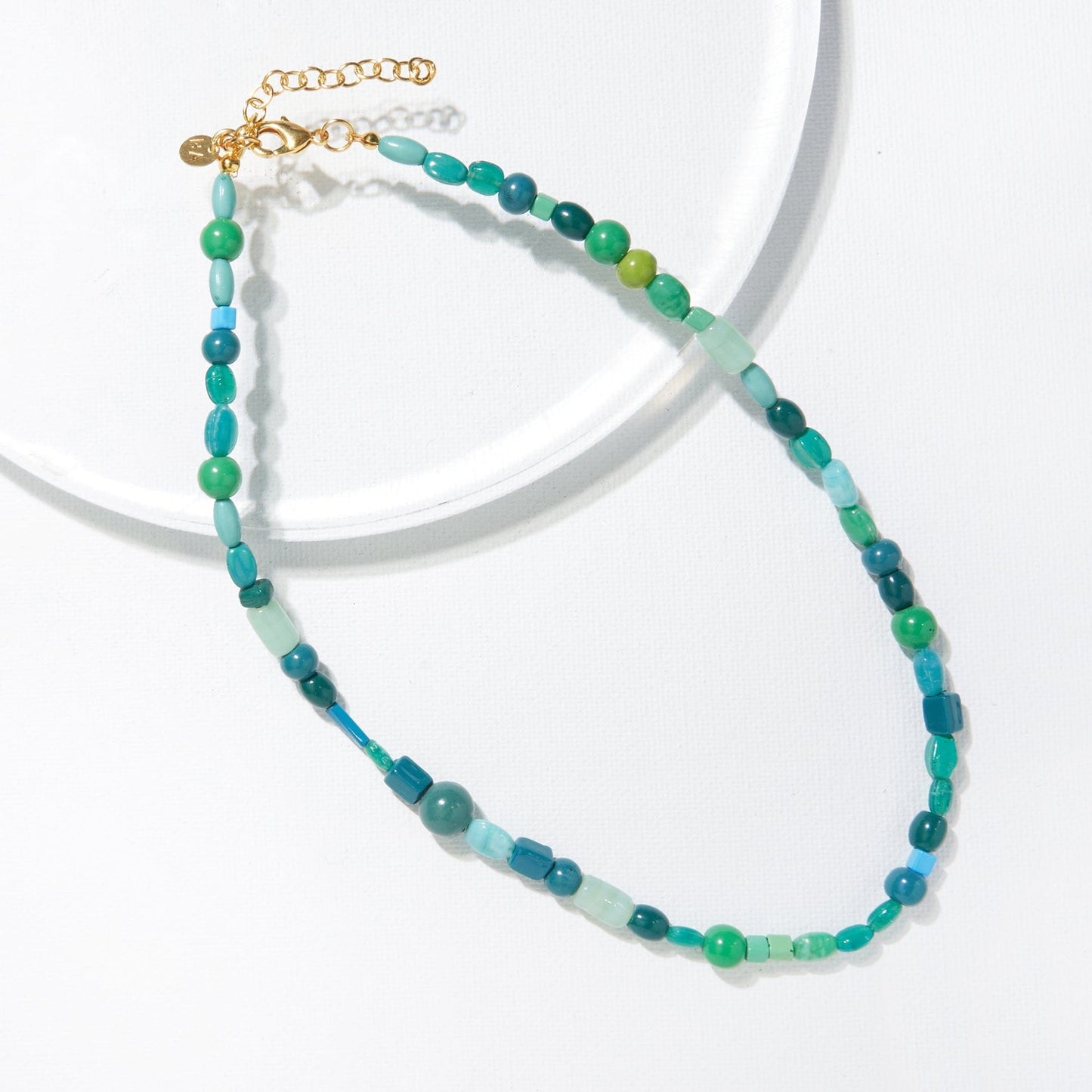 Green Mix Glass Bead Necklace