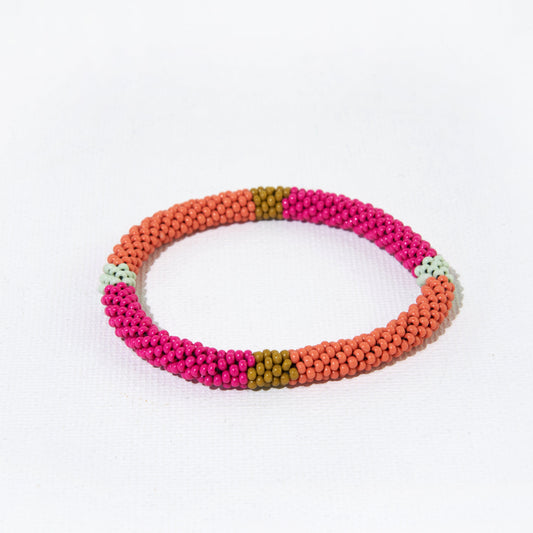 Hot Pink Coral Color Block Bracelet
