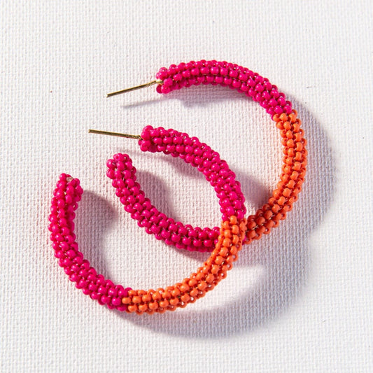 Hot Pink Coral Block Earrings