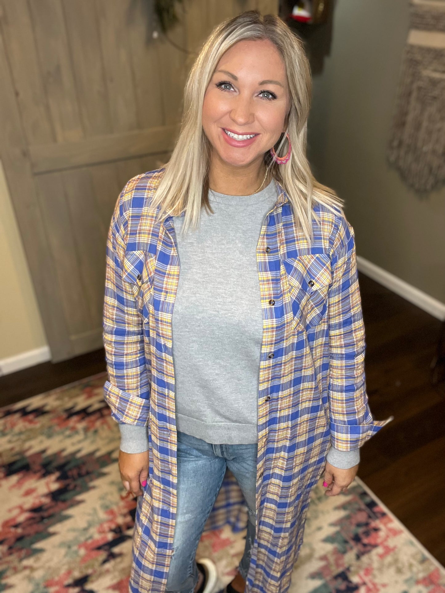 Lightweight Plaid Duster