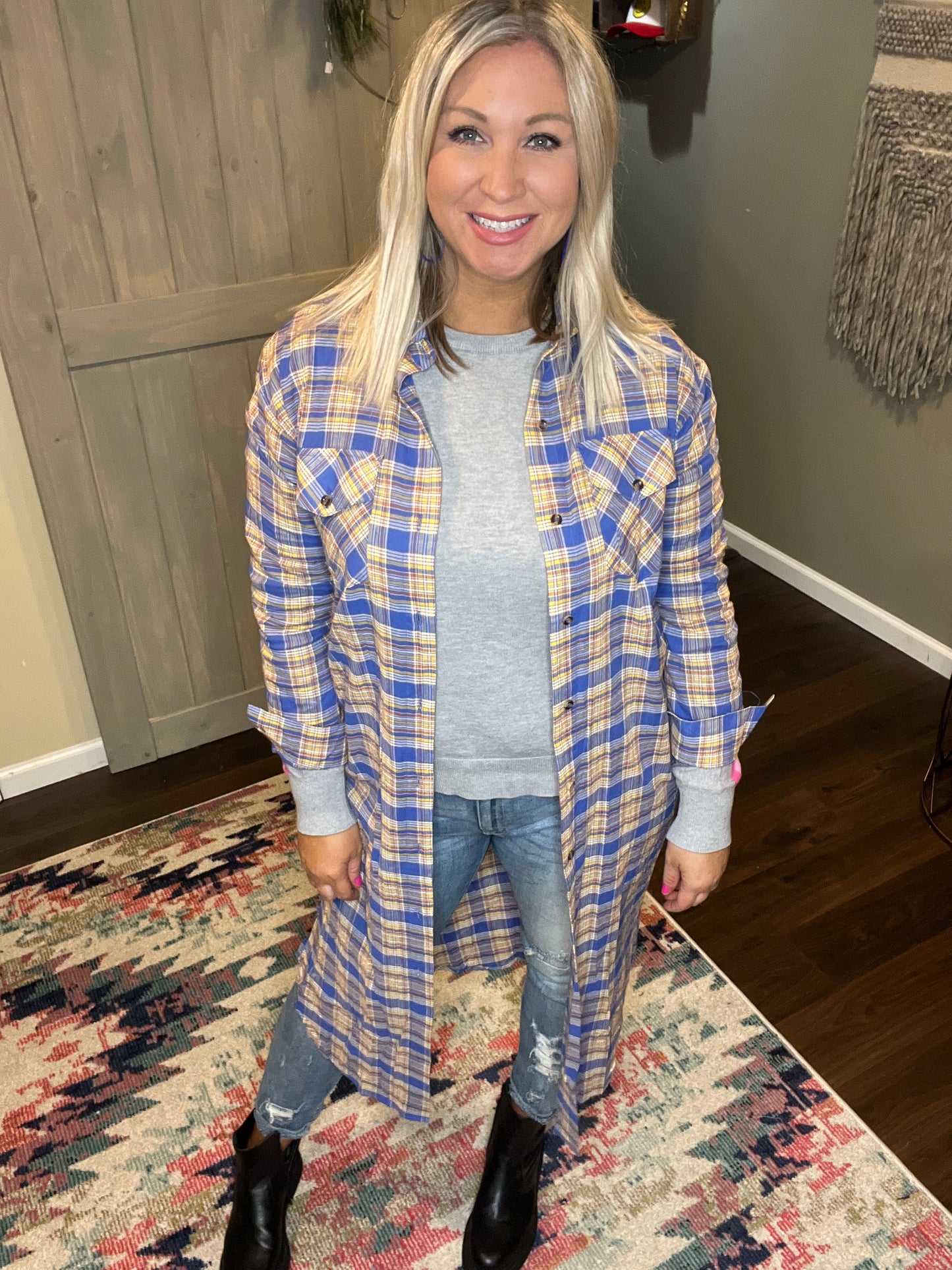 Lightweight Plaid Duster