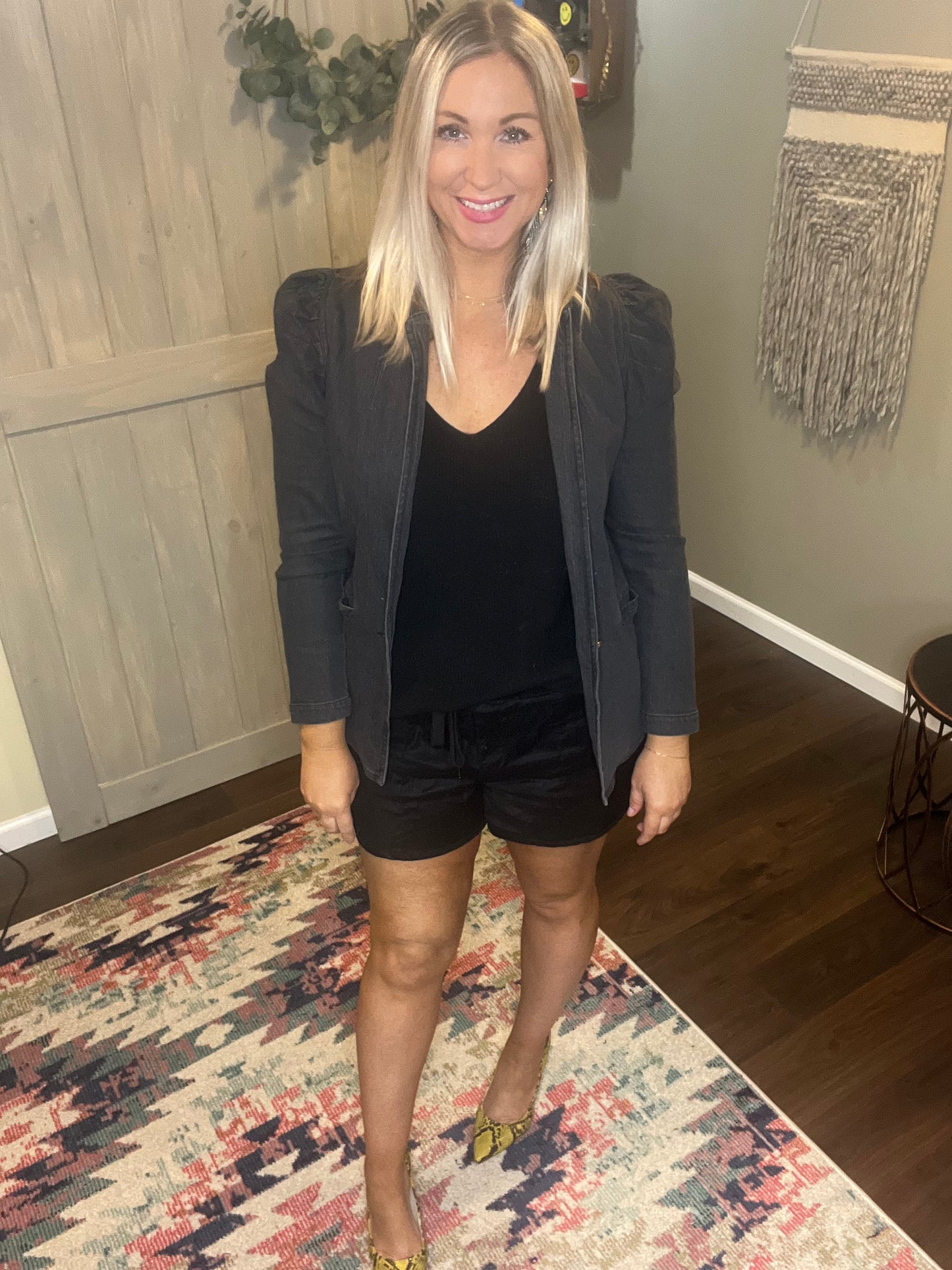 Puff Sleeve Blazer - Vintage Black