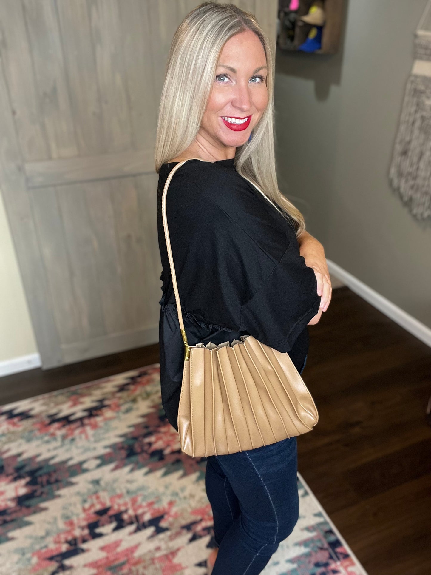 Carrie Pleated Vegan Leather Bag