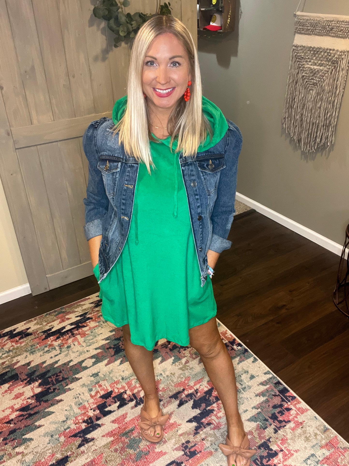 Green Terry Hooded Dress