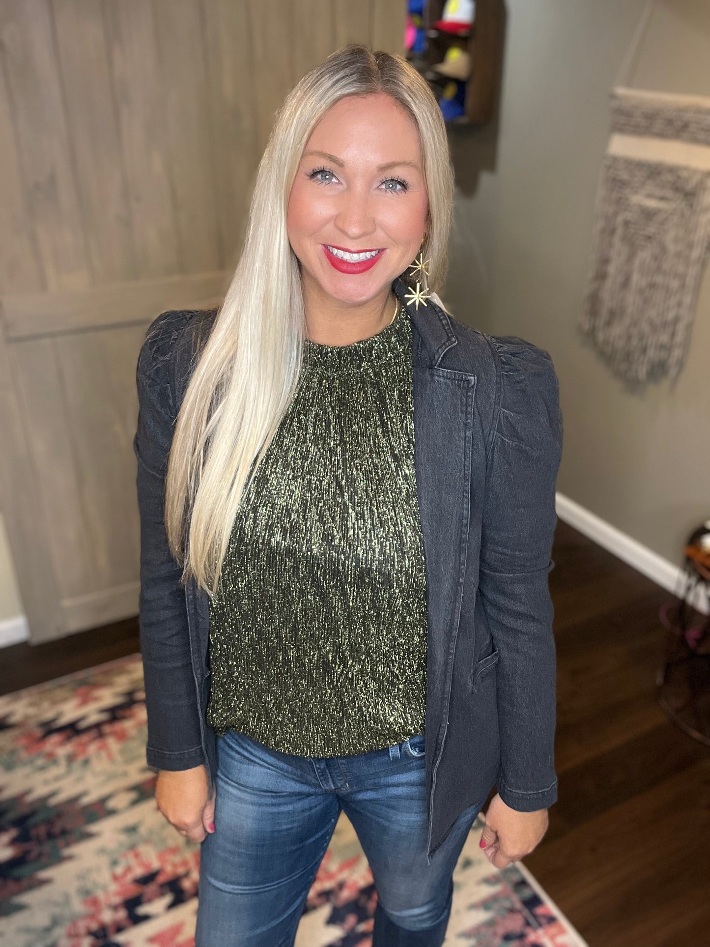 Puff Sleeve Blazer - Vintage Black