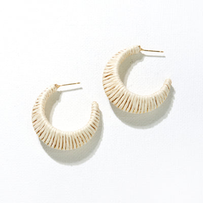 Ivory Raffia Hoop Earrings