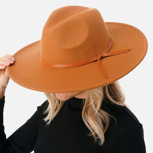 Wide Brim Fedora Hat - Cognac