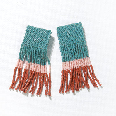 Teal Blush Rust Color Block Earrings