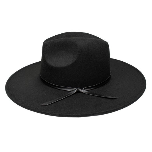 Wide Brim Fedora Hat - Black